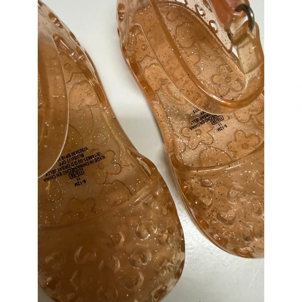 Old Navy Baby Girls Blush Peach Glitter Jelly d'Orsay Sandals Shoes Size 6-12M 3